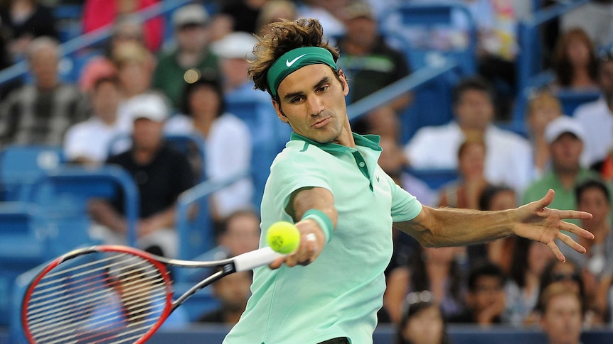 Roger Federer in action at the Cincinnati Open