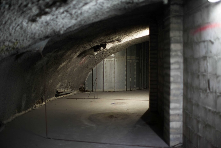 A concrete cavern roof