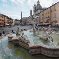 An empty Piazza Navona, Rome