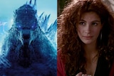 A composite image of Godzilla and Julia Roberts as Vivian in Pretty Woman.