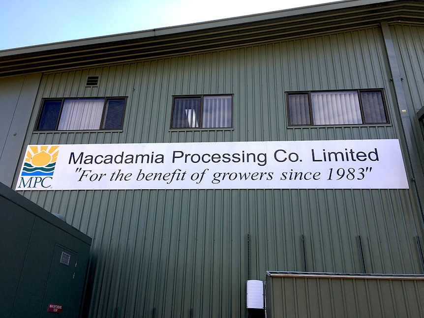 The Macadamia Processing Company sign at its Alphadale factory.