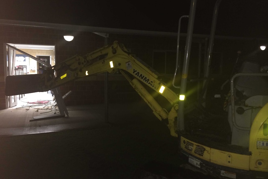 An excavator was used to smash through a doorway at Riverton Primary School.