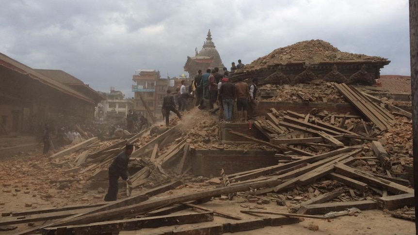 Mountain of rubble in Patan