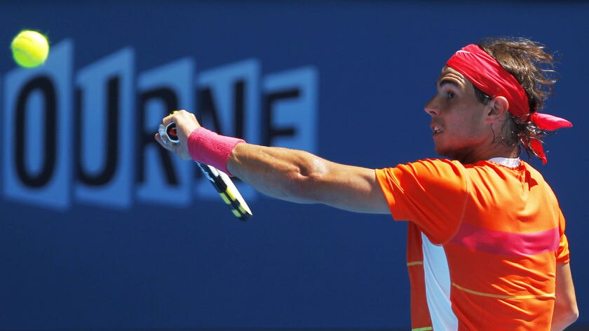 Juggernaut: Nadal crushed his error-prone Slovakian opponent in three sets.