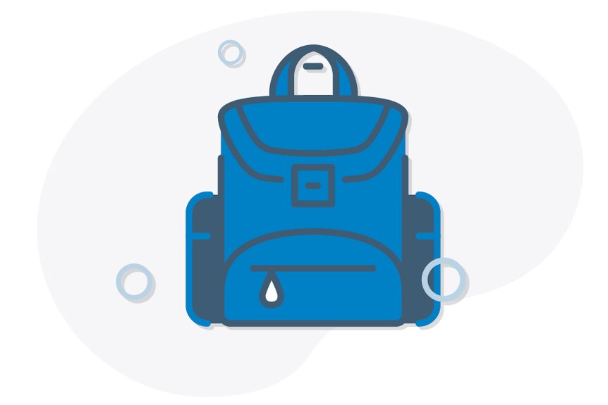 A graphic depicting a school bag for the 2024 NT budget