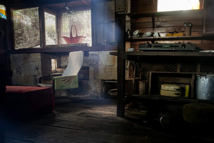 Inside a hut