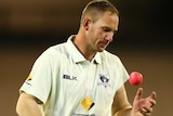 John Hastings with the pink ball in Victoria's day-night Sheffield Shield match