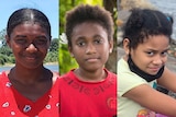 A composite of three young girls who live in different parts of the Pacific.