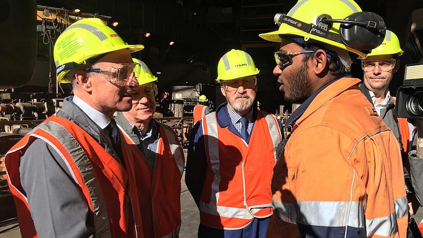 Jay Weatherill meets workers at Arrium's Whyalla site.
