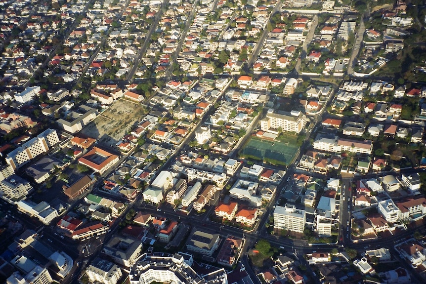 Aerial of Cape Town suburbs