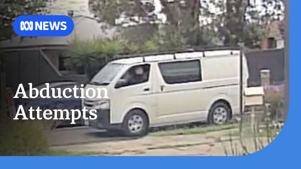 Abduction Attempts: Screengrab of CCTV vision shows a white van on a street.
