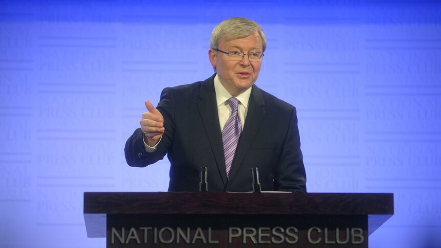 Prime Minister Kevin Rudd addresses the National Press Club