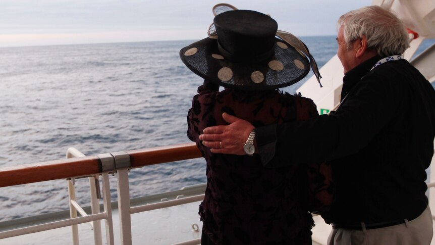 Helena Beaumont-Jones views the sea while on the Titanic Memorial Cruise