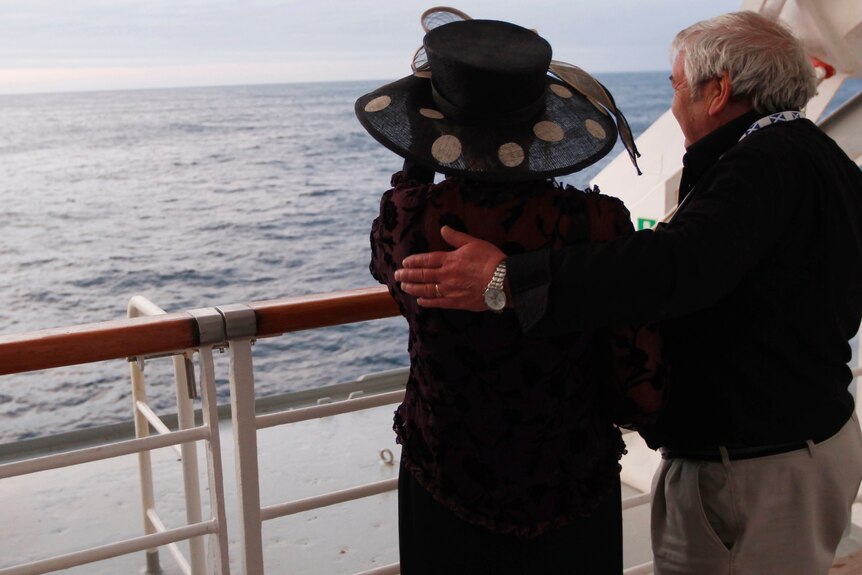 Helena Beaumont-Jones views the sea while on the Titanic Memorial Cruise