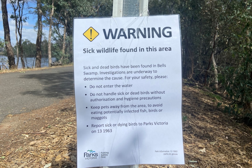A warning sign about sick wildlife found in this area 