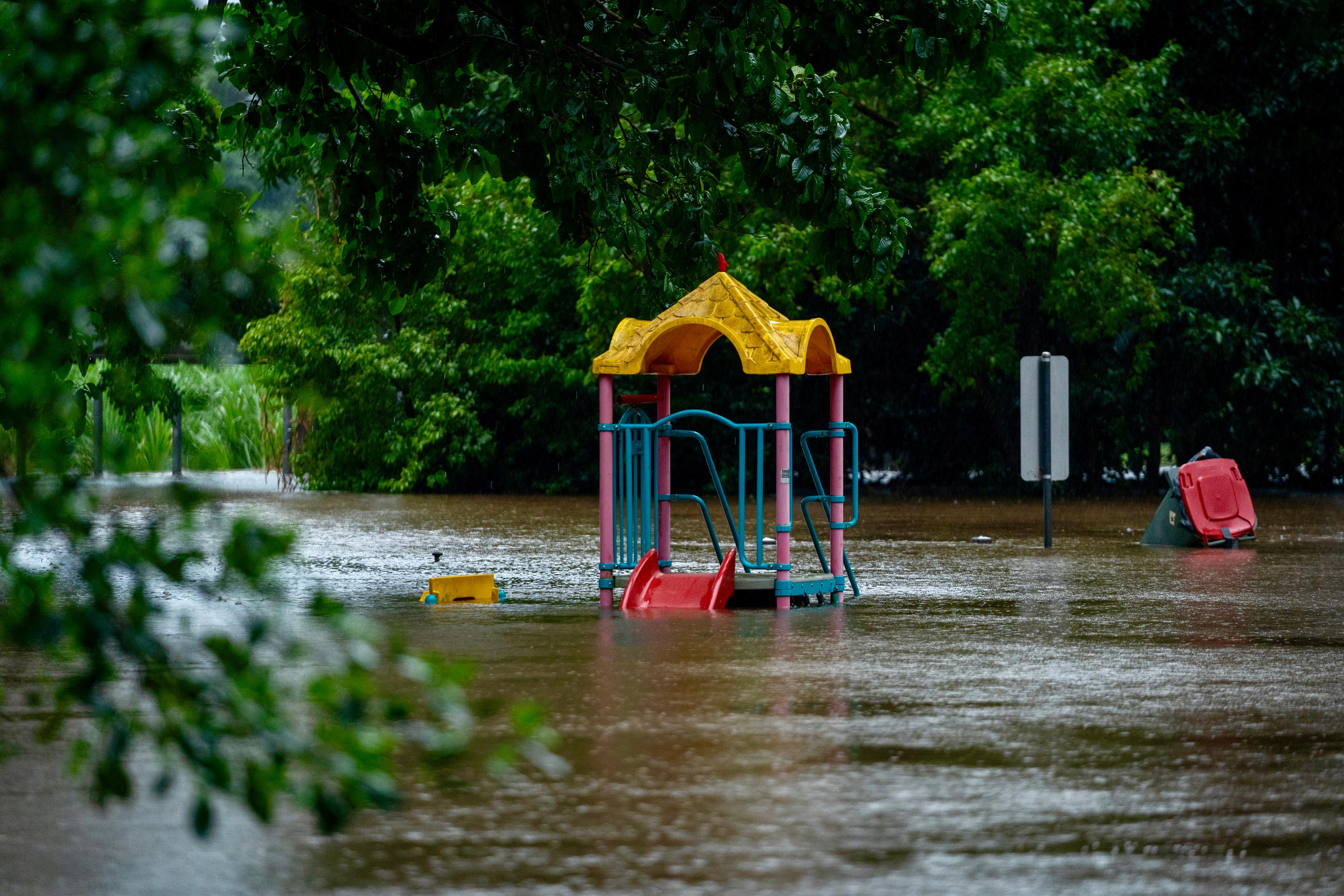 a flooded playground