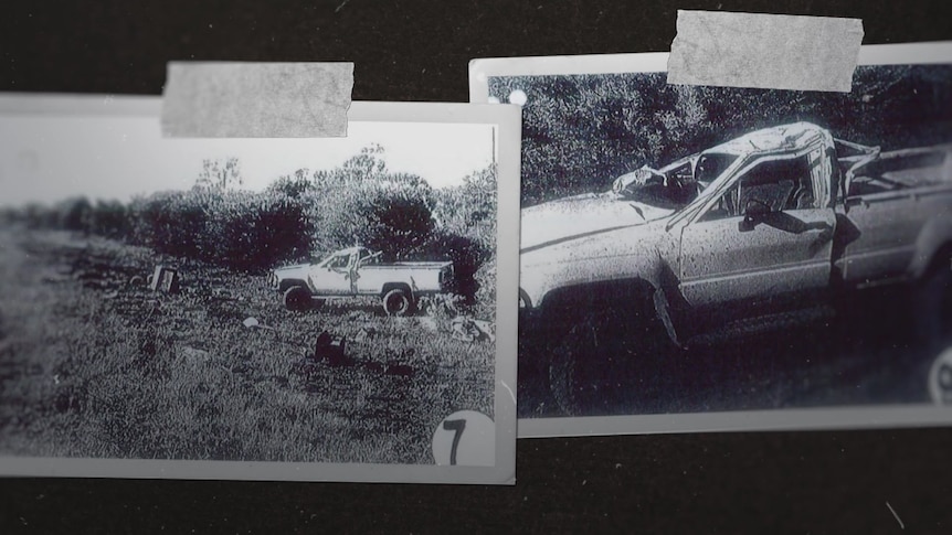 Old photos of a car that has been in a crash.