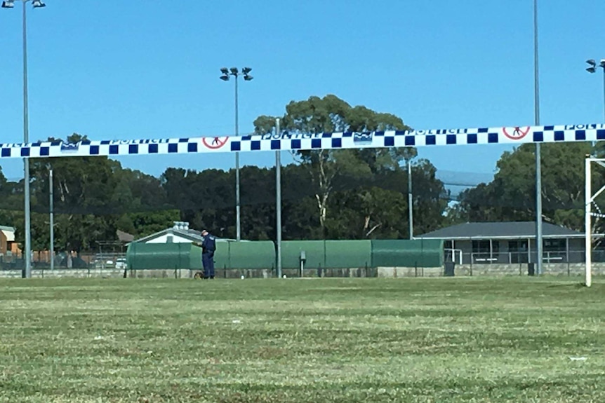 Police at the scene of an explosion that killed a 28-year-old man.