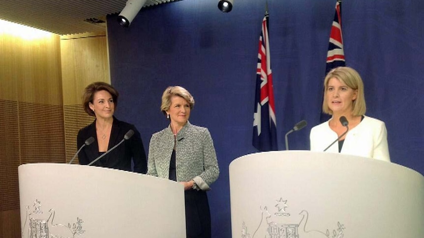 (L to R) Julie Bishop, Michaelia Cash and Natasha Stott Despoja