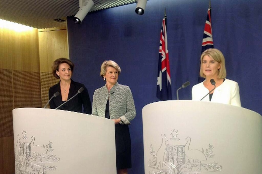 (L to R) Julie Bishop, Michaelia Cash and Natasha Stott Despoja