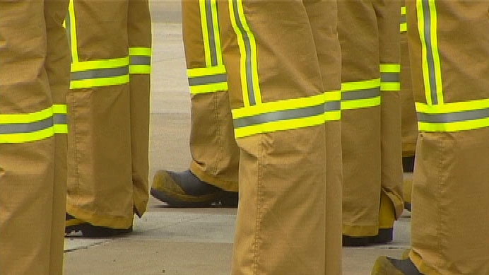 CFA firefighters showing only their legs.