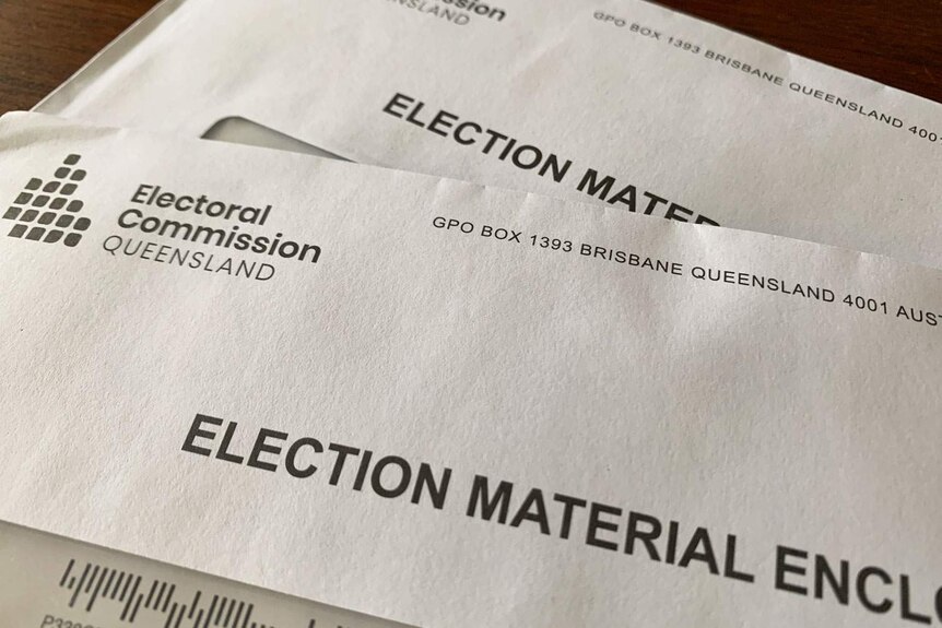 ECQ postal voting envelope and papers.
