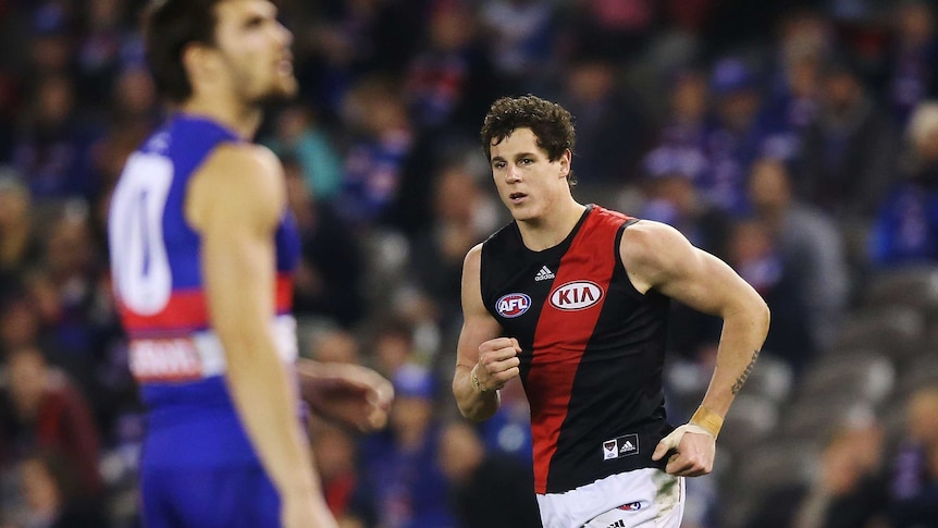 Jake Carlisle celebrates a Bombers goal