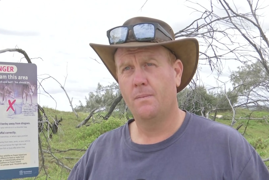 K'Gari camper Adrian Irving on December 19, 2022, after a dingo attack on the island