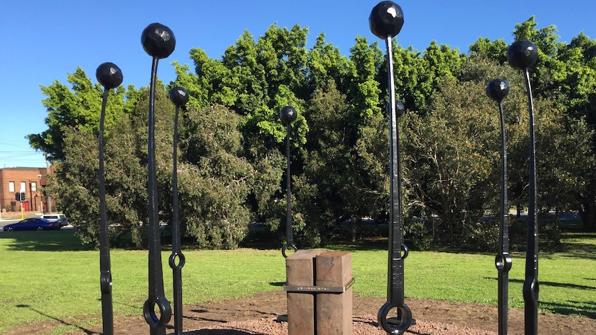 Newcastle BHP steelworks memorial.