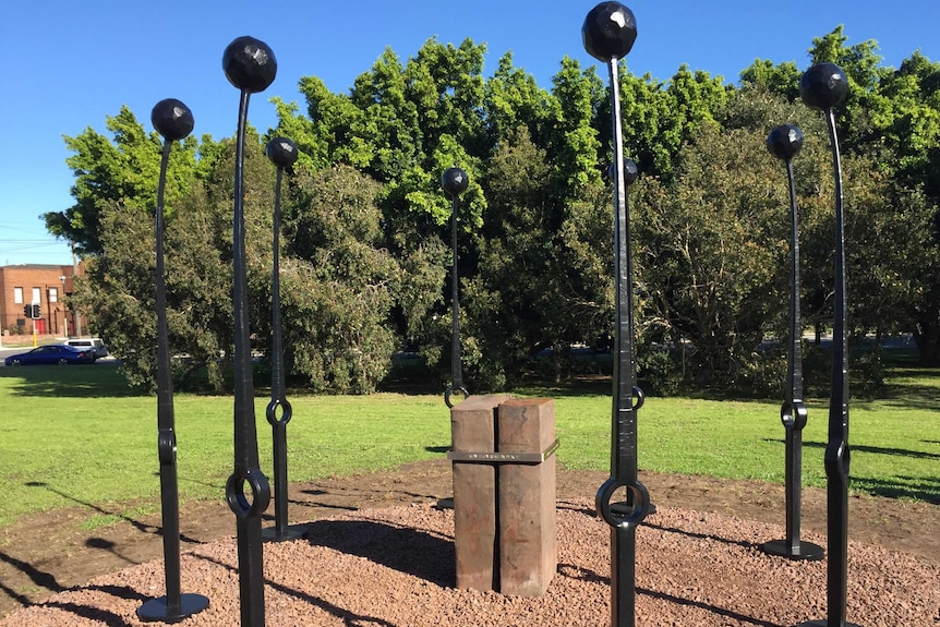 Newcastle BHP steelworks memorial.