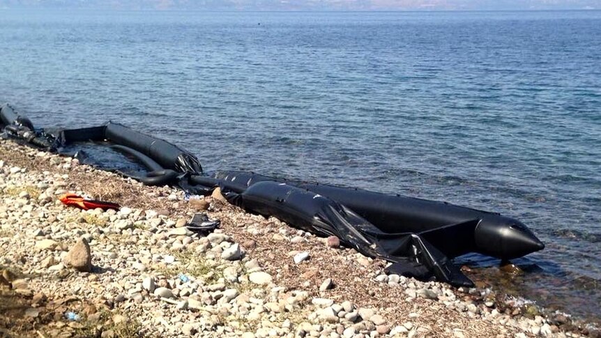 Inflatable boats on Lesbos