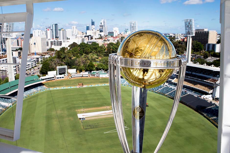 World Cup trophy sits above the WACA