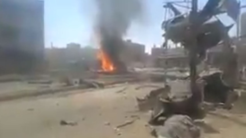 The aftermath of airstrikes in Hasakah.