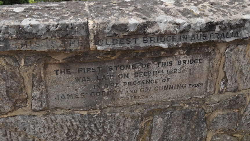 Richmond Bridge Tasmania date stone.