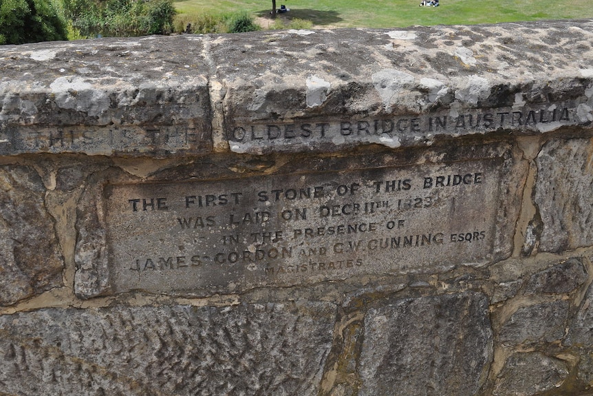 Richmond Bridge Tasmania date stone.