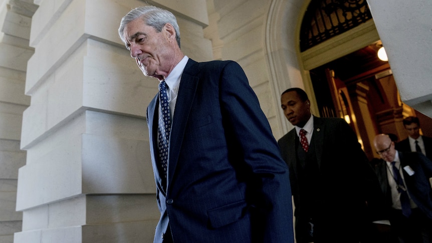 Robert Mueller leaving a closed-door meeting on Capitol Hill in Washington.