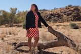 Leanne Liddle in dry river bed of the Todd River in Alice Springs.