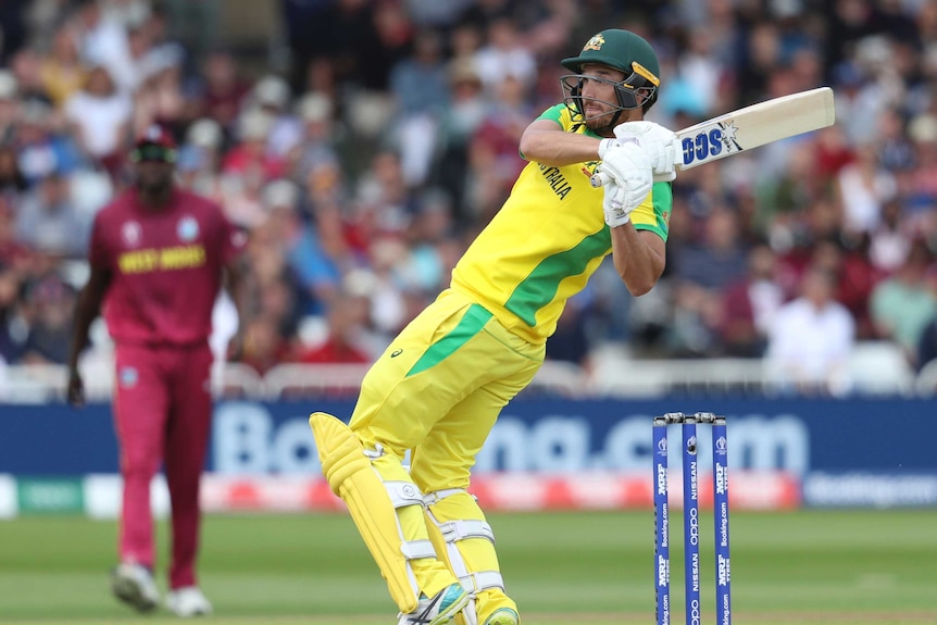 Nathan Coulter-Nile watches the ball sail away as he completes a pull shot.