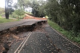 A road with a giant crack through it.