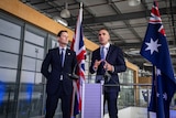 UK Minister for Defence Procurement Alex Chalk and SA Premier Malinauskas