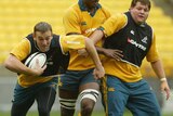 Chris Latham in action during Wallabies training in Wellington