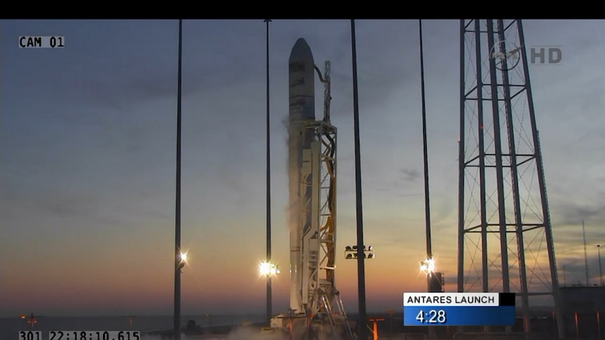Antares rocket four minutes before launch