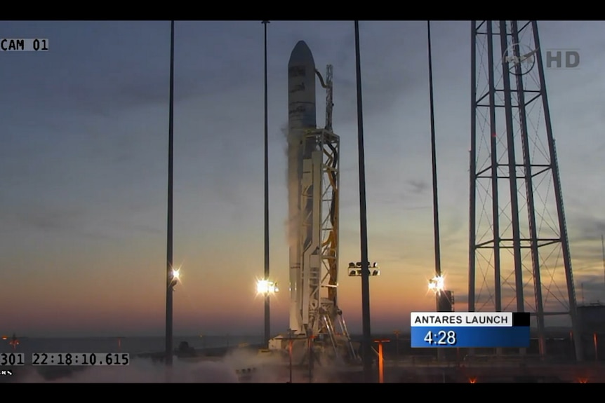 Antares rocket four minutes before launch