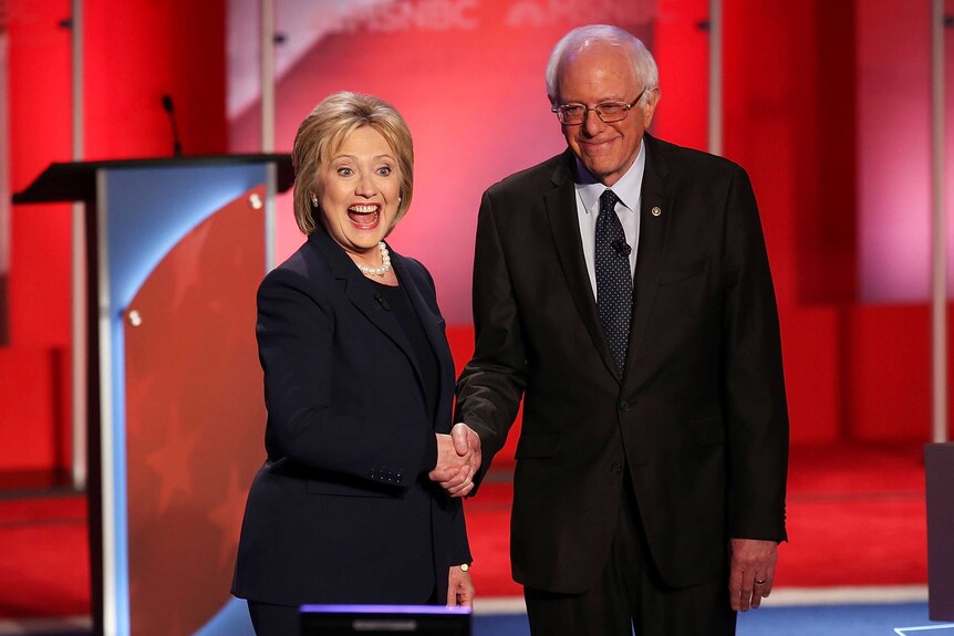 Hillary Clinton and Bernie Sanders take part in Democratic debate in New Hampshire