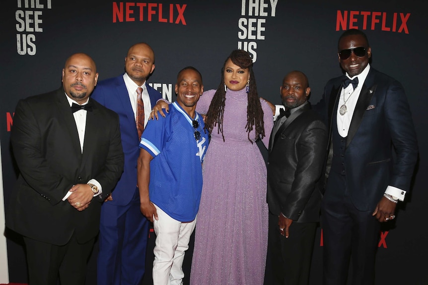 Director Ava DuVernay with the Central Park Five at the world premiere of When They See Us in New York.