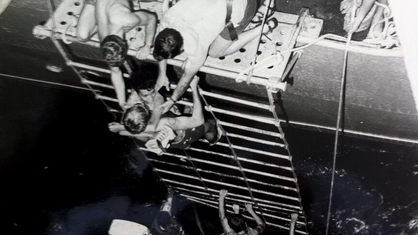 Rescue of MG99 refugees by HMAS Melbourne in 1981.