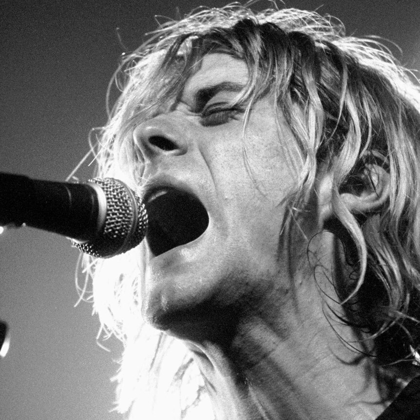 Kurt Cobain from Nirvana performs live on stage at Paradiso in Amsterdam, Netherlands on November 25 1991
