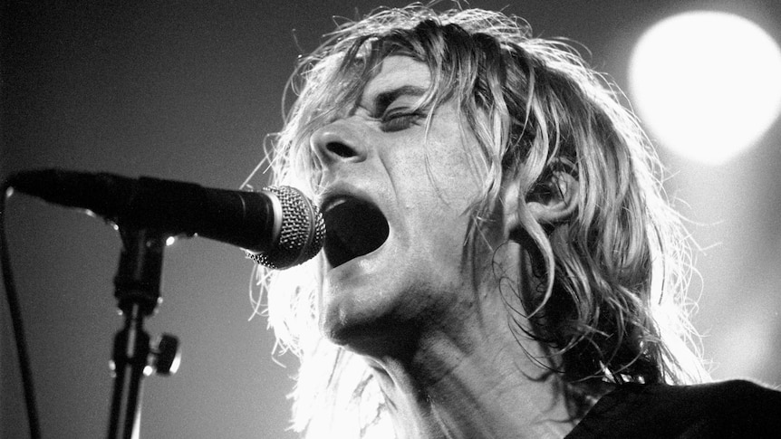 Kurt Cobain from Nirvana performs live on stage at Paradiso in Amsterdam, Netherlands on November 25 1991