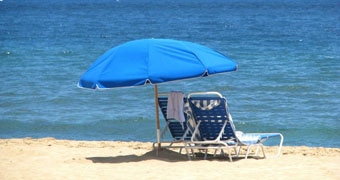 Sun lounges on a beach