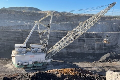 A giant piece of mining equipment that resembles a crane.